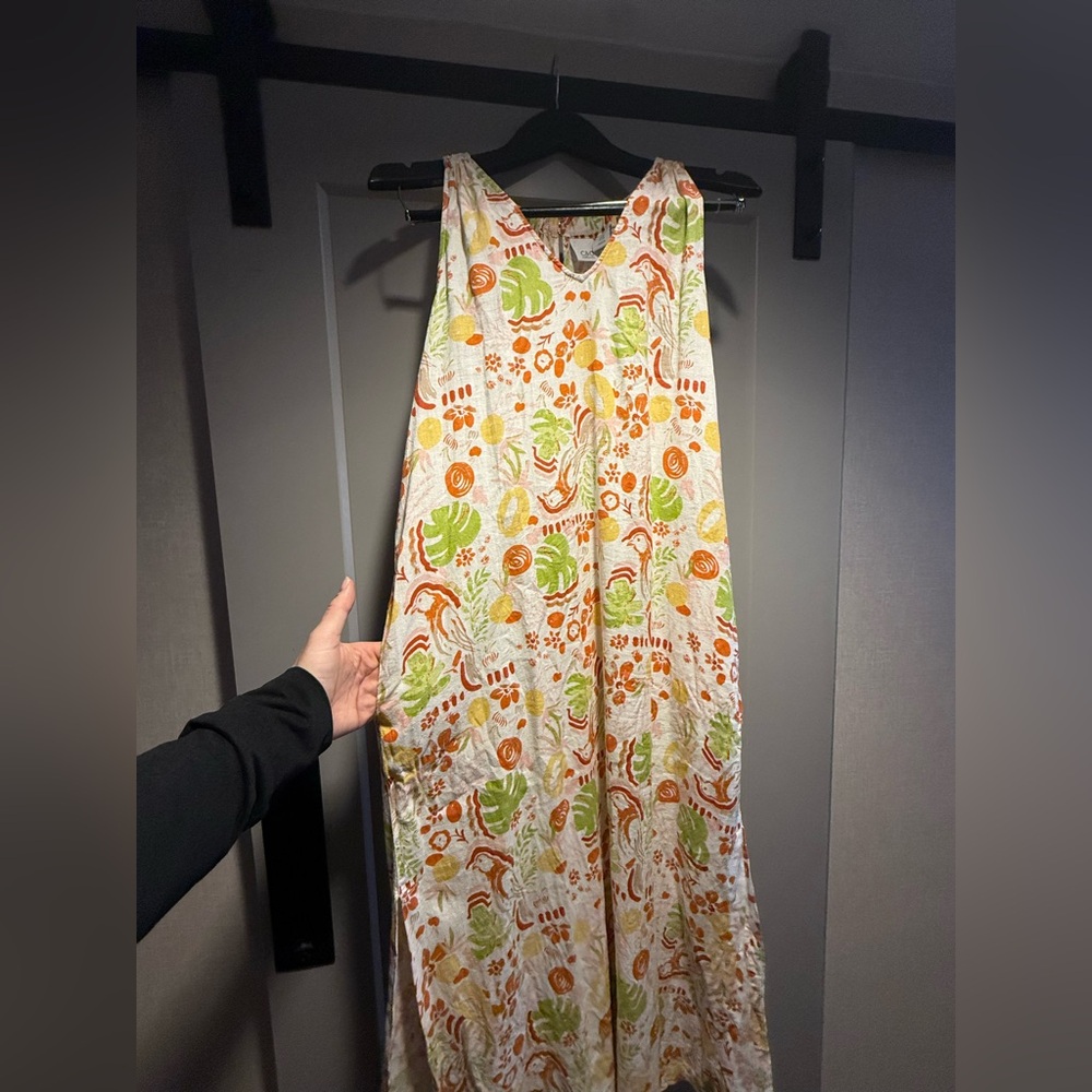 C&C California Tropical Print Cotton Blend Midi Dress Size XS - Picture 2 of 9